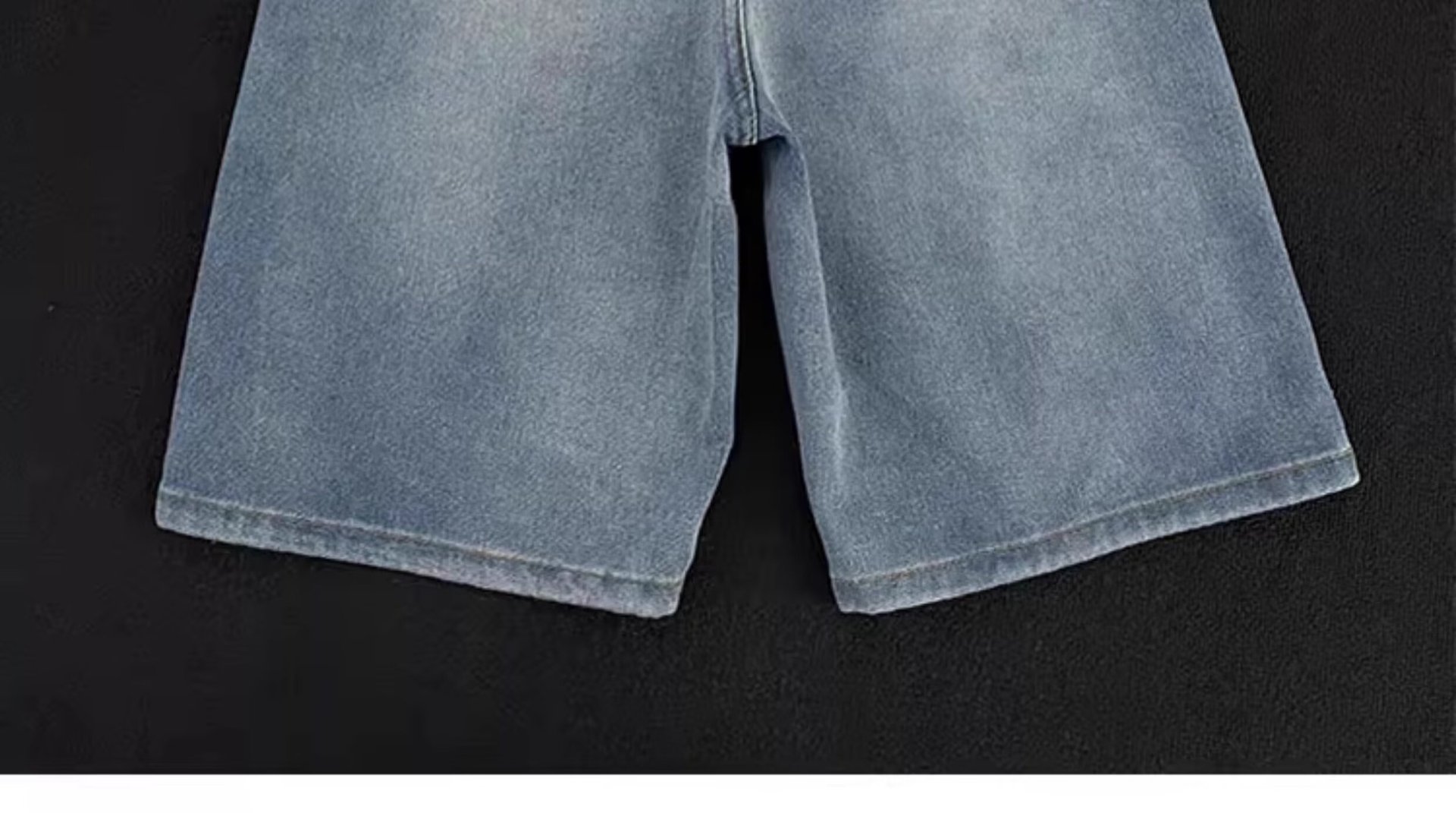 Men's Summer Distressed Denim Shorts Retro Trendy Loose Fit Straight Leg Five Point Mid Waist Long Cotton Jeans_mkmklike.com