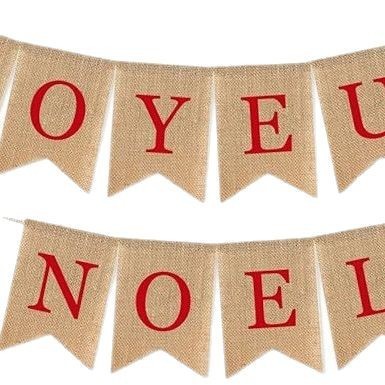 クロスボーダーJOYEUX NOELバナークリスマスウールバナーパーティー花リング旗|undefined
