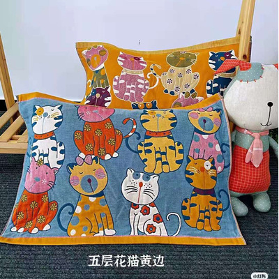 新款棉纱布枕巾柔软透气四季家用情侣枕巾成人枕巾水洗棉枕巾盖巾