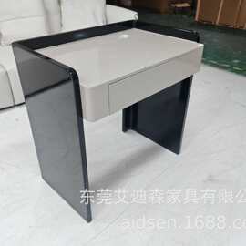 光烤漆黑白拼色床头柜 轻奢极简带抽屉床边柜 卧室收纳边几