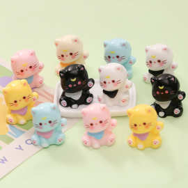 立体卡通露娜小猫 diy奶油胶钥匙扣吊坠树脂饰品娃屋玩具车载摆件