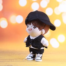 20cm玩偶EXO棉花娃娃娃衣马甲棒球帽娃衣衬衣衬衫无属性公仔裤子