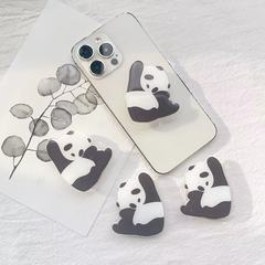 立體可愛大熊貓手機粘貼支撐桌面氣囊支架 亞克力滴膠氣墊卡通