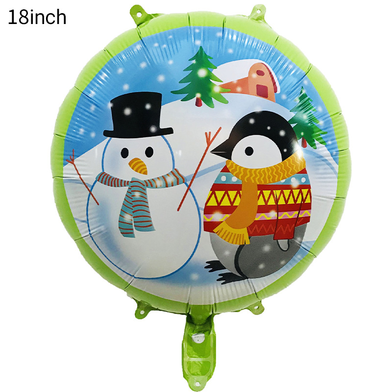 18 pulgadas película de aluminio bola bola globo de Navidad dibujos animados tema de hielo y nieve fiesta noche de Navidad papel de aluminio globo decoración