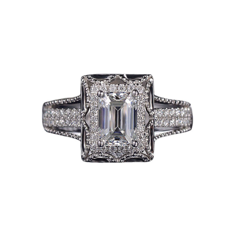  Accessory, square zirconium, fashionable copper ring with stone, (Cross-border trading), diamond encrusted, bright catchy style