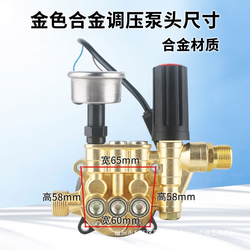 Household fully automatic portable high-pressure washer pressure-adjusting pump head car wash device pump head assembly accessories water