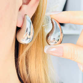 高级感不锈钢水滴耳环 几何空心耳钉耳针 亚马逊跨境钛钢耳饰品