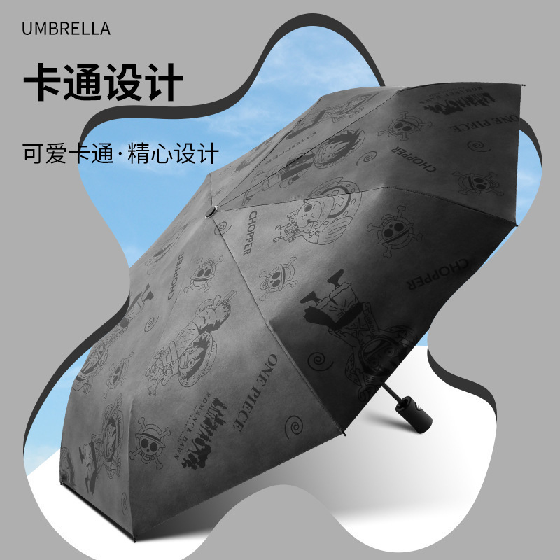 跨境动漫雨伞晴雨伞学生男女自动折叠太阳伞加厚黑胶防紫外线遮阳|undefined