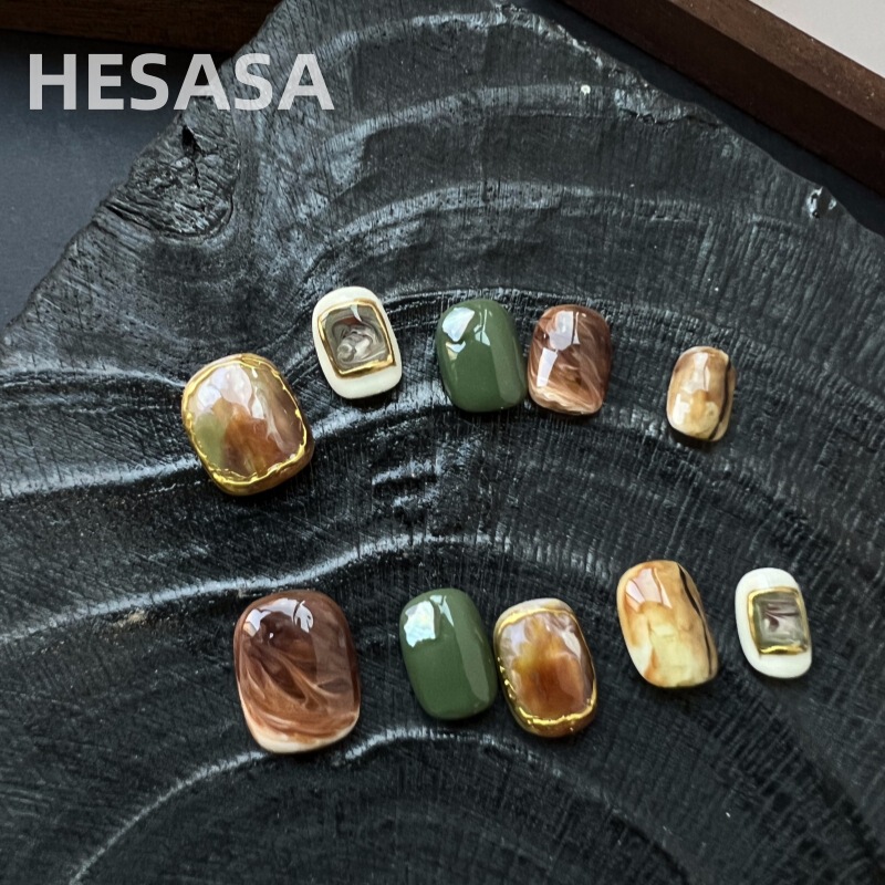 Sxrq | High-End Oil Painting Hand-Painted Design Short Wearable Nails [Florence] Pure Handmade Manicure