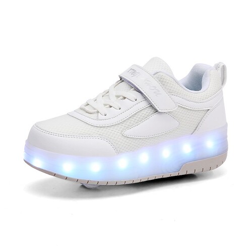 Cross-border supply Amazon web breathable runaway shoes with dual wheels for men, women, and children, wheel shoes with light-up lights, manufacturer's dropshipping