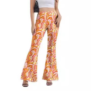 Flared Pants Trendy Spring and Summer Retro Tight-Fitting Slightly Trendy European and American Printed Hip-Hugging