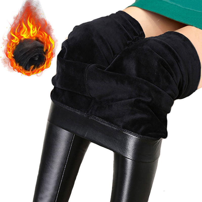 Pu Leather Pants for Women, Plus Size, High-Waisted, Tight-Fitting, Fleece-Lined Leggings, Autumn and Winter Outerwear, Thickened Black Skinny Pants Pu Leather Pants for Women, Plus Size, High-Waisted, Tight-Fitting, Fleece-Lined Leggings, Autumn and Winter Outerwear, Thickened Black Skinny Pants
