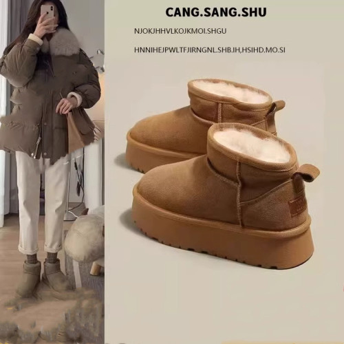 Women's Snow Boots 2025 Winter Fleece Lined Thick Sole Celebrity Style Outdoor Waterproof Warm Bread Cotton Shoes