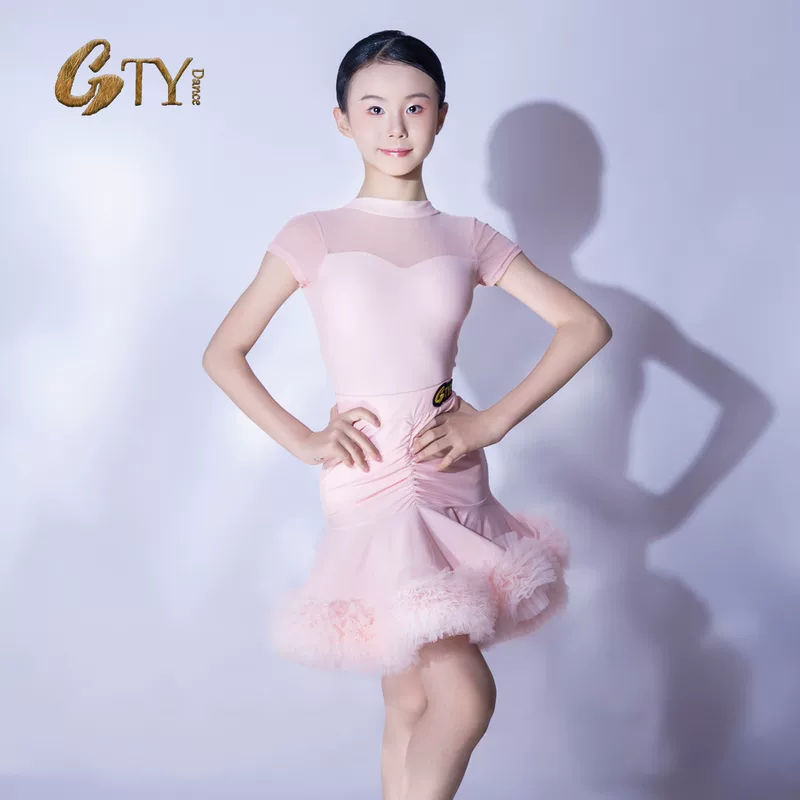 GTYDANCE2025 новая латинская танцевальная одежда для девочек летний короткий рукав большой юбки обучение выступления L25126