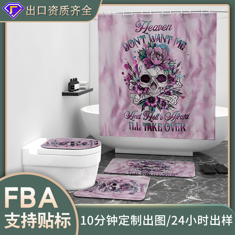 Pink Skull Shower Curtain for Bathroom, Direct from Manufacturer, Waterproof Fabric, Custom Bathroom Curtain, Waterproof Bathroom Shower Curtain