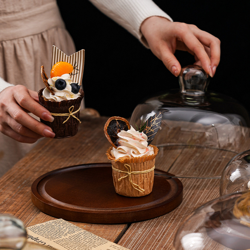 Hot sale retro Acacia pastel bandeja de sala de estar casera snack plato de postres fiesta de exhibición de plato de frutas