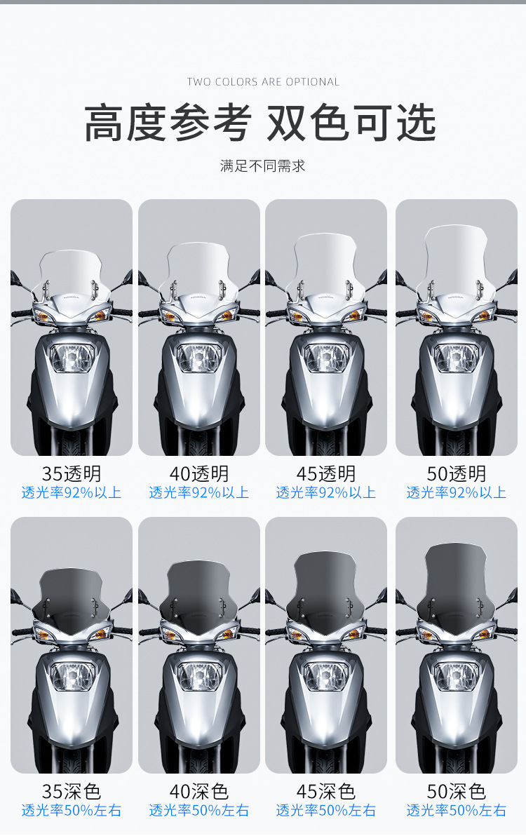Suitable for Wuyang SCR125 Windshield Retro Pedal Motorcycle Universal Modified Parts Front Windshield Glass Windproof