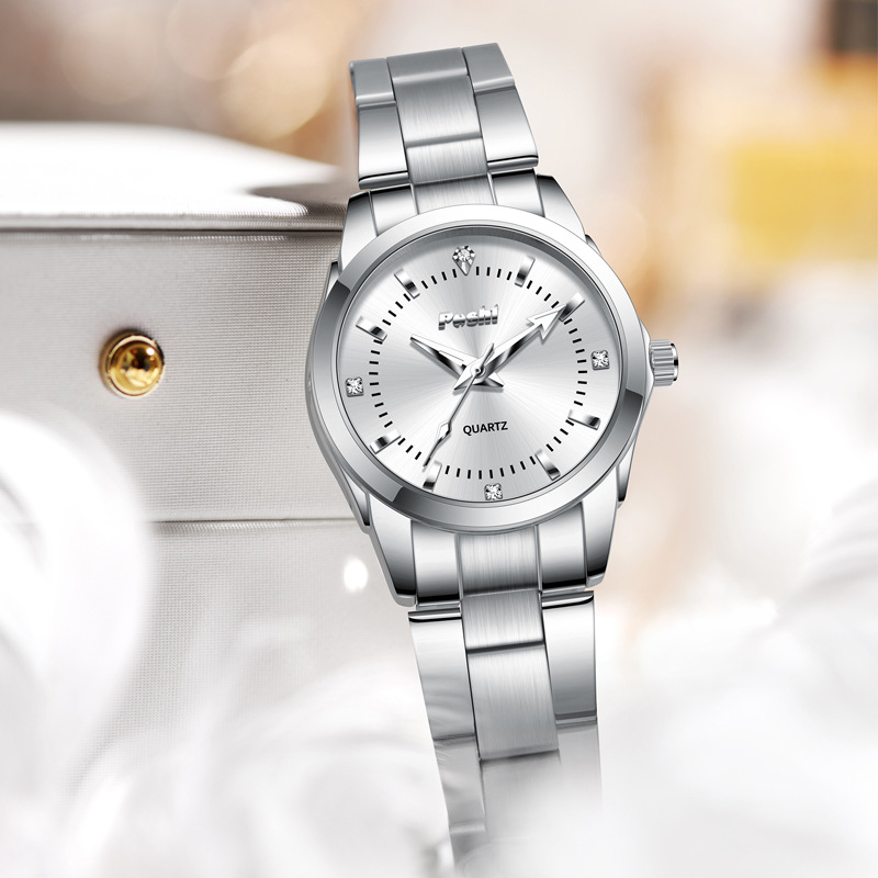 Una pieza de reloj de mujer de acero inoxidable impermeable y luminoso moda simple cinturón de acero de cuarzo reloj de mujer Douyin Live