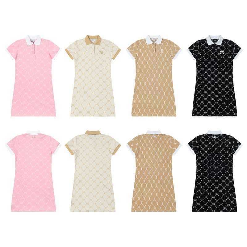 25 Trendy Brand Mlb Full-Print Double-Sided Jacquard Polo Collar Dress, Same Style as Yu Shuxin, Casual Chic Ins-Style Dress 25 Trendy Brand Mlb Full-Print Double-Sided Jacquard Polo Collar Dress, Same Style as Yu Shuxin, Casual Chic Ins-Style Dress