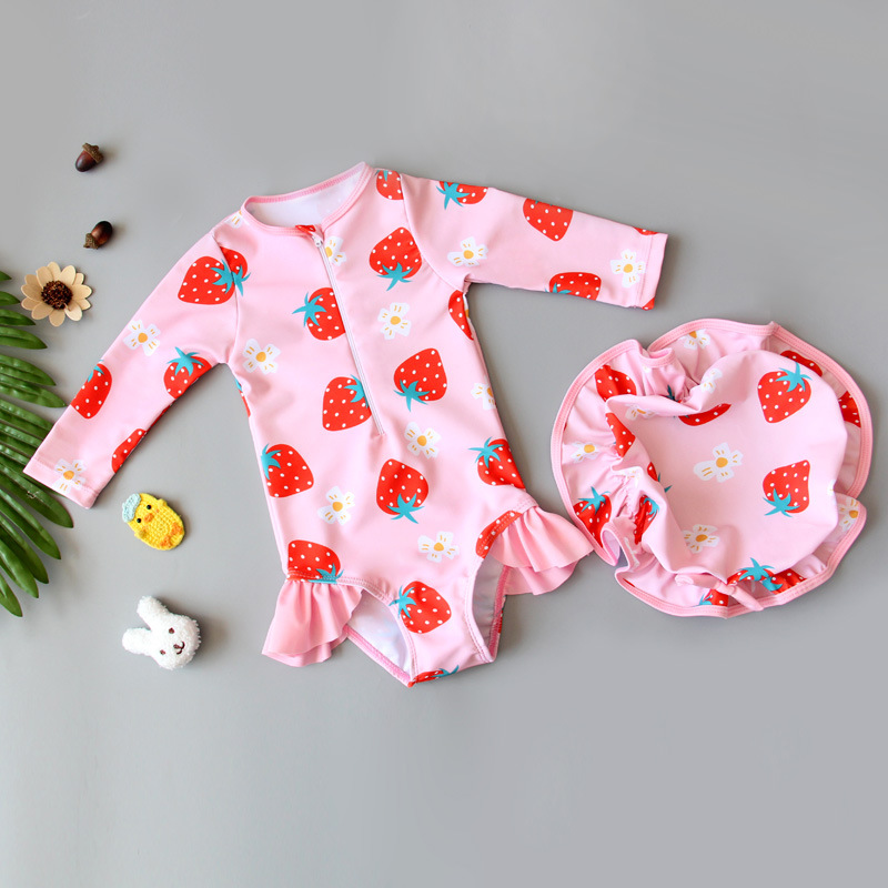 Traje de baño para niños, niña de una pieza, niño pequeño y mediano, lindo traje de baño para bebé, niña, protector solar de playa, traje de baño de aguas termales de secado rápido