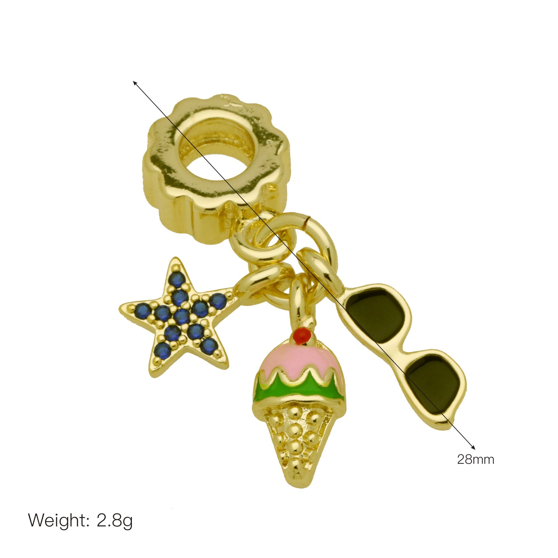 13g Weight Pendant Jewelry Making Type 23mm, 31mm Jewelry Making Size Zircon Inlay Material DIY Jewelry Accessories Classification 1 Piece Quantity Copper Material Ice Cream, Moon Pattern Enamel Design Cute, Sweet Style 1 Piece 23mm 31mm Copper Zircon Ice Cream Moon Pendant 18