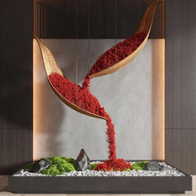 仿真悬挂垂吊竹编红豆船假绿植景观酒店商场售楼处装置艺术造景