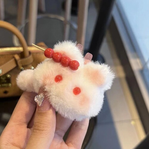 Ginger Candy, Little Rabbit, Fluffy Hairband, Girly Heart, Cute Blush, Rabbit Hair Tie, Autumn/Winter Soft and Cute Ponytail Hair Clip