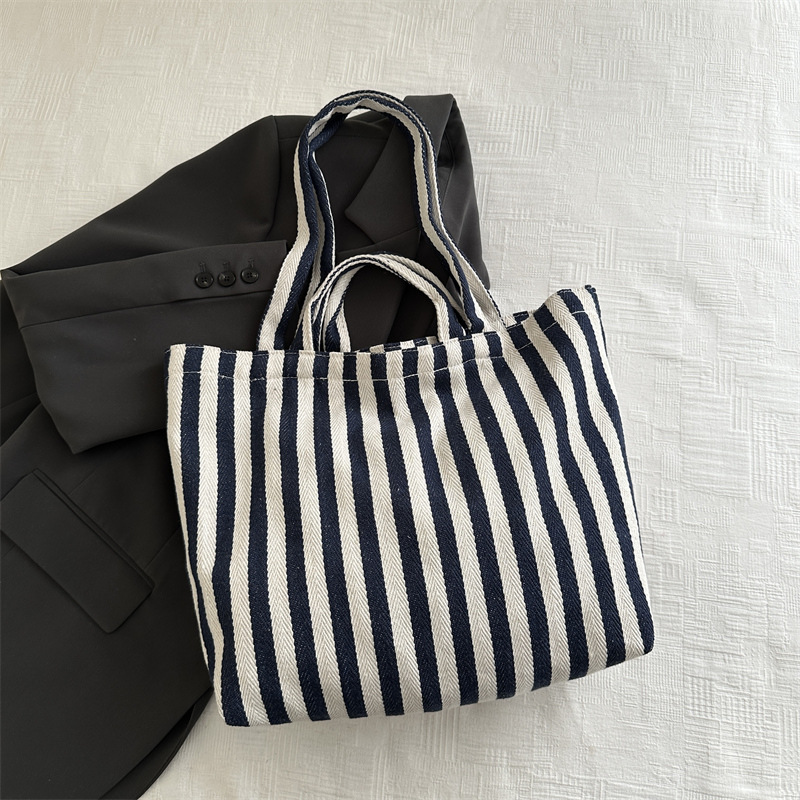 2024 estilo estilo estilo estilo coreano retro bolso de mano simple pequeño fresco de moda gran capacidad bolso de hombro a rayas