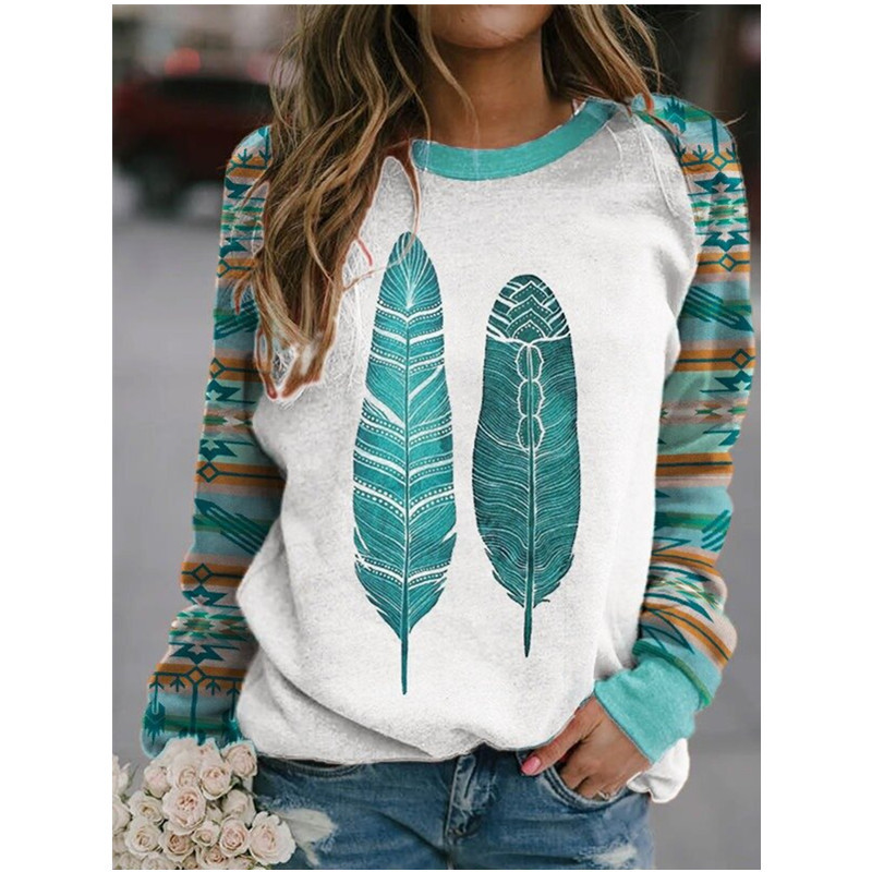Regular Sleeve Sleeve Type Cotton Blend, Polyester Fabric Type Long Top Length Hoodie Tops Type Women's Hoodie Long Sleeve Hoodies & Sweatshirts Printing Vintage Style Ethnic Style Printing