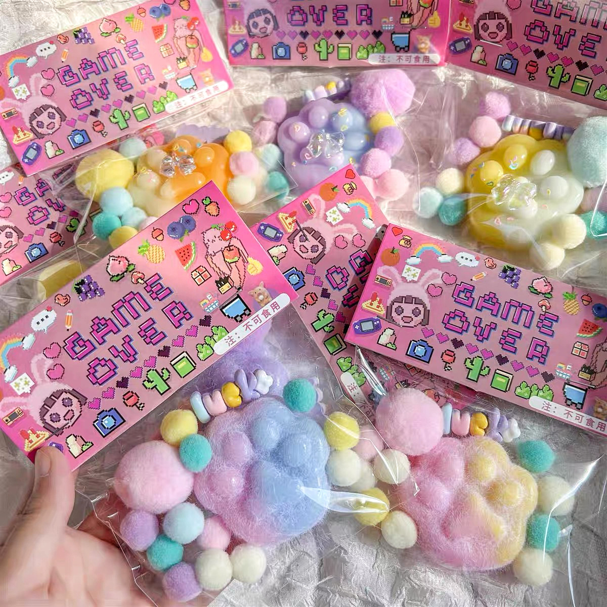 Xiaohongshu's same cat claw pinch and decompress toy pinch and play soft rubber plush cat claw decompression artifact