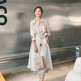 风衣女装2024春季新款经典高级感韩系英伦风系带显瘦气质大衣外套