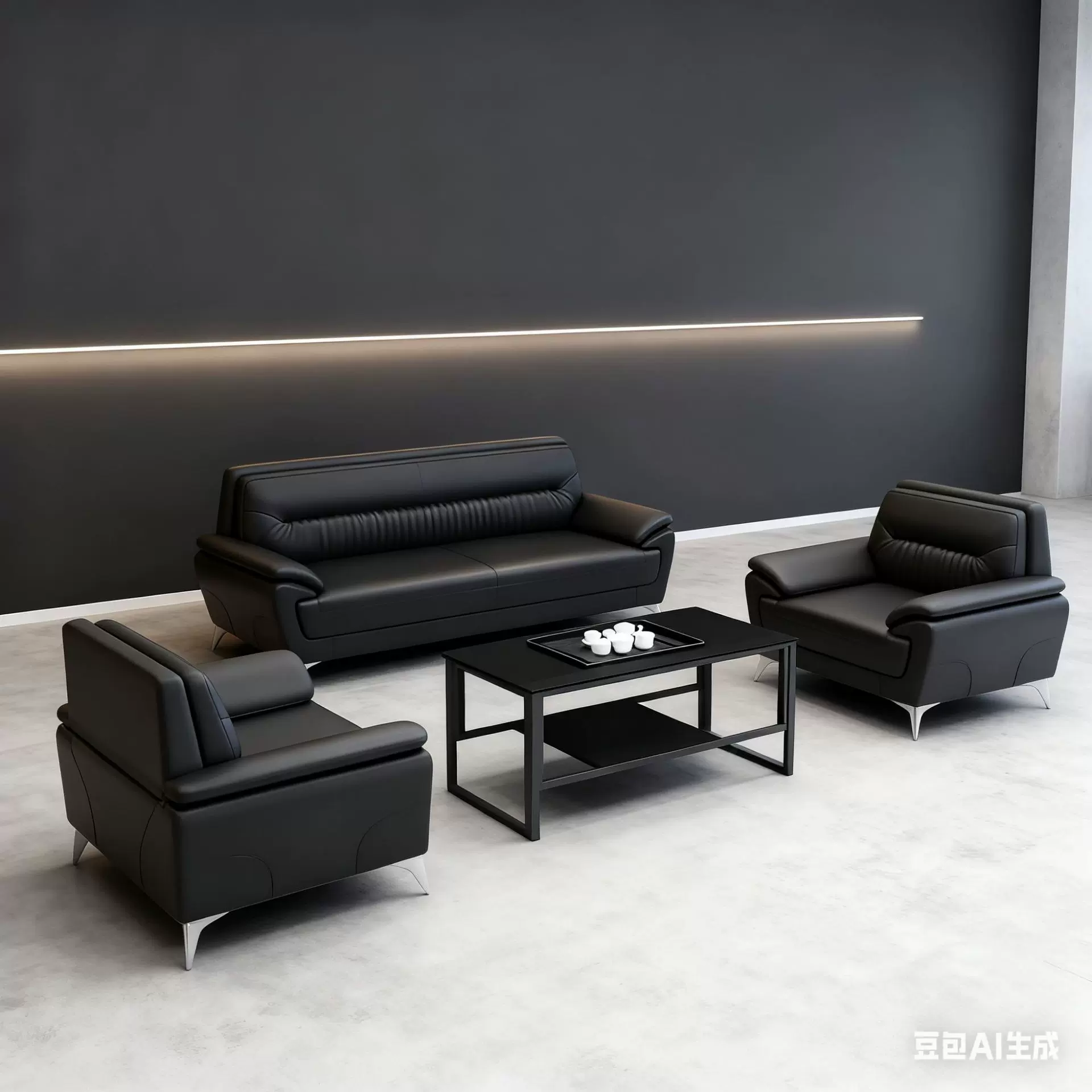 办公沙发茶几组合一整套商务主管总经理办公室接待会客小沙发组合