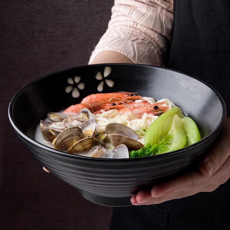 Tazón de ramen japonés a la parrilla con flores de cerezo Tazón de sopa de cerámica Tazón de fideos de carne doméstica grande Tazón de Douli especial Exportación transfronteriza