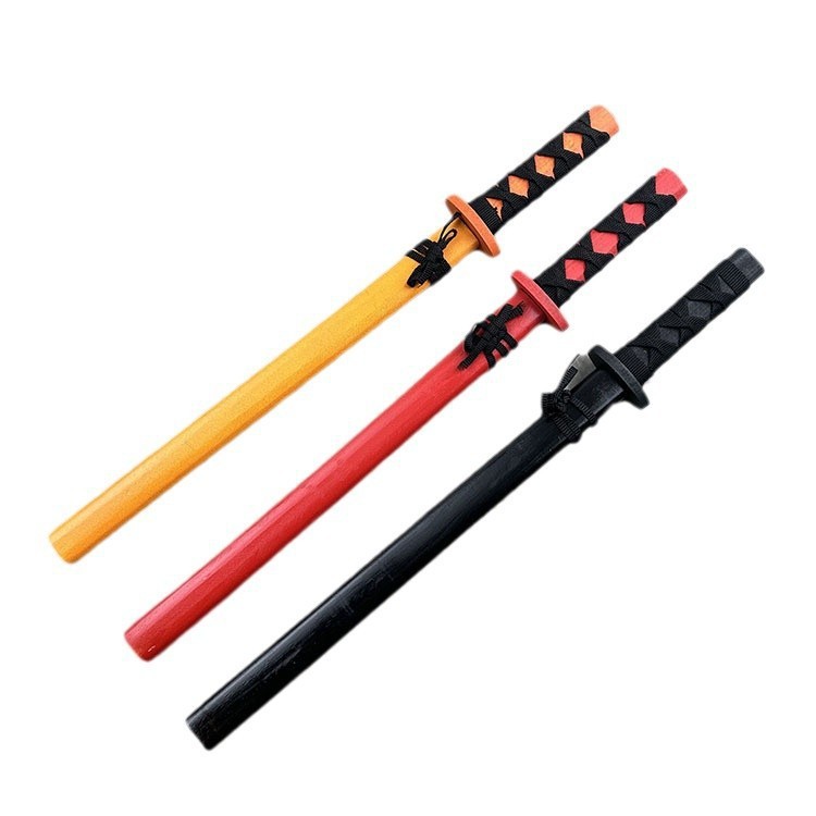 木质小号油漆武士彩色木头刀剑玩具景区热销日本刀东洋刀三色武士