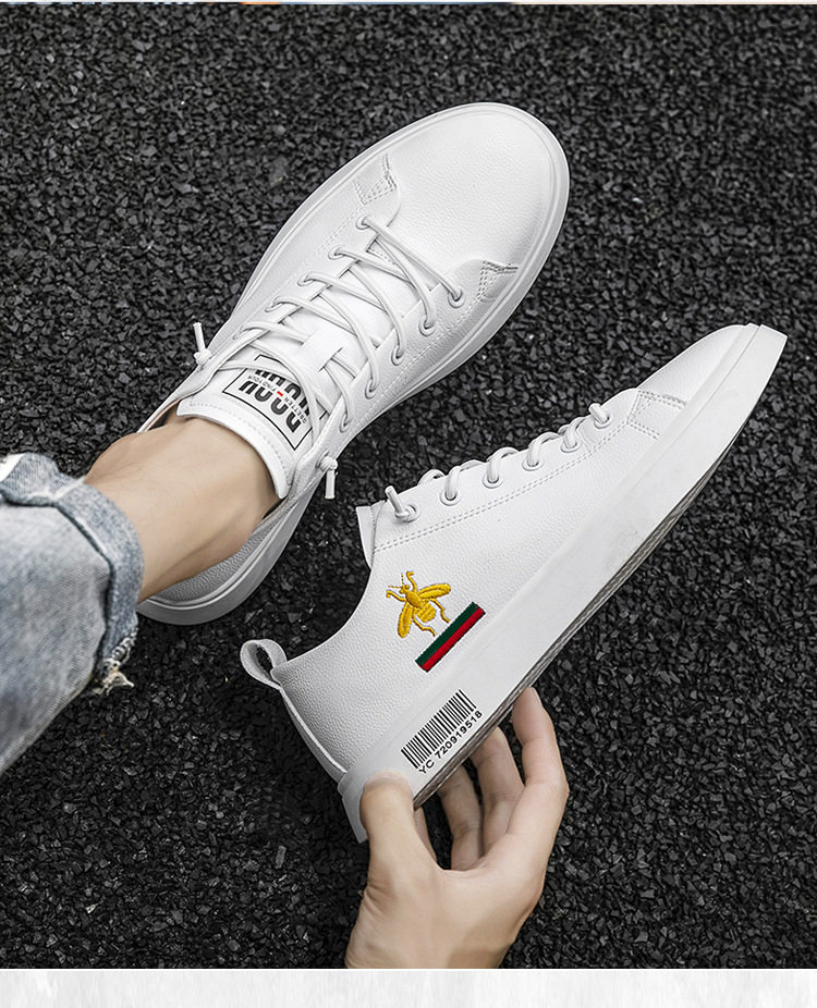 Giày sneaker nam da thật cổ thấp đế bệt thoáng khí tăng chiều cao — 920 màu đen, Màu trắng 920 chi tiết 3
