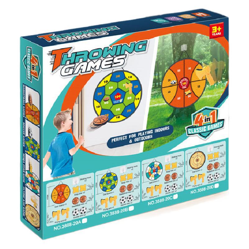 Transfronterizos 4 en 1 niños lanzan objetivos interactivos padres-hijos al aire libre hacha dardo juego de juguetes de lanzamiento al por mayor