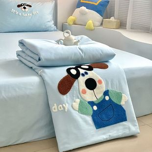 Summer Cotton Summer Cool Quilt Cartoon Four-Piece Set Machine Washable Thin Quilt Single and Double Cute Kidsren's Cotton Air-Conditioned Quilt