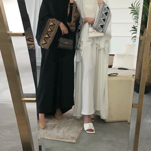 F418 E-commerce Independent Store Arabic Embroidered Floral Robe Fashion Outerwear Abaya Robe