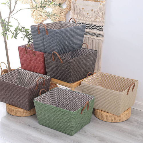 Nordic simple snack woven folding storage basket sundry toys with handle hanger storage basket dirty clothes basket storage