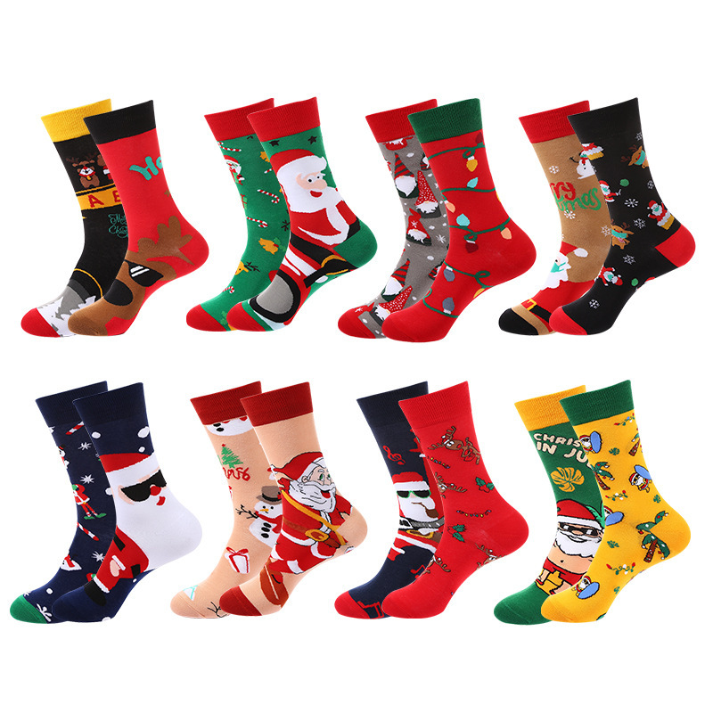 Haichin autumn and winter New AB surface Christmas socks Amazon Men's Santa Claus mid-calf Tide socks cotton socks women