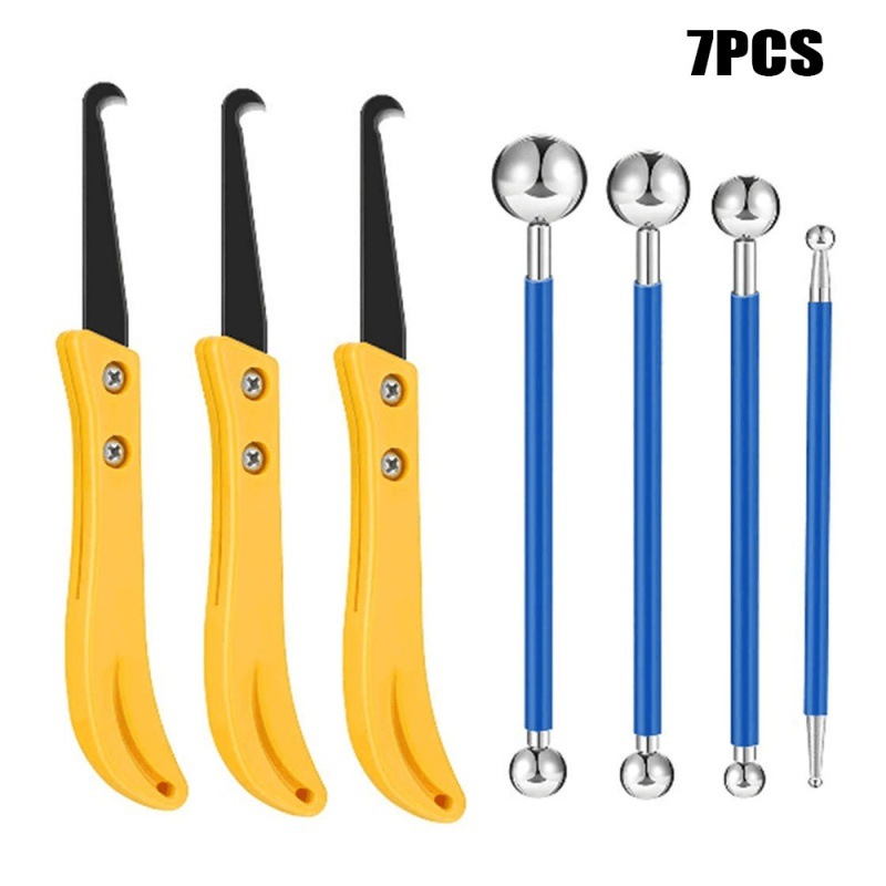 7PCS瓷砖地板接缝修理套件锁缝工具污渍工具压缝钢球