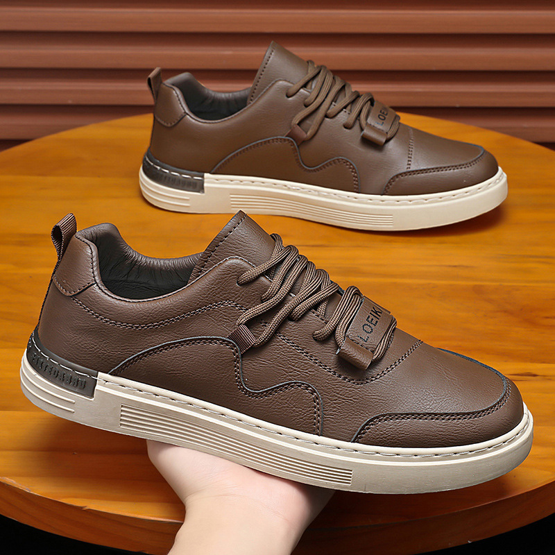 Men's Shoes 2025 New Spring Leather Breathable Sneakers Trendy All-match Sports Casual Shoes Waterproof Work Shoes for Men