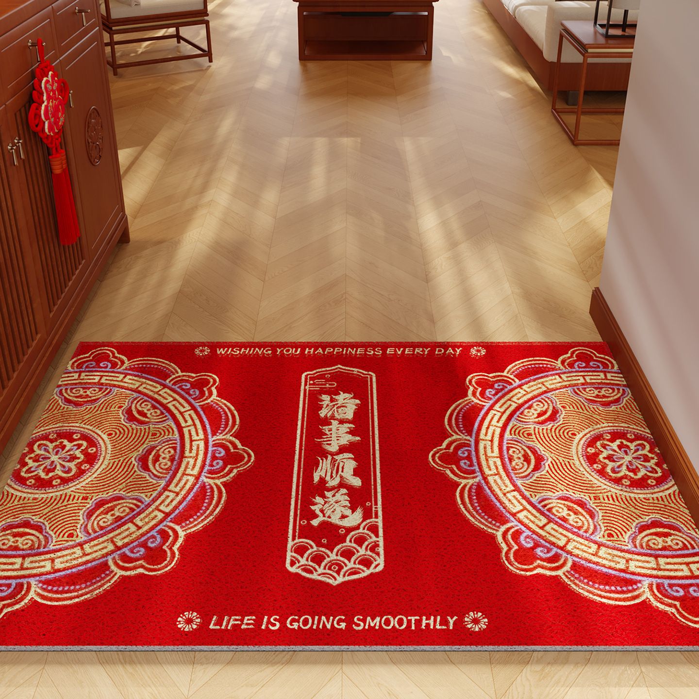 Año Nuevo chino alfombra roja Fulu en la casa nueva mueve en la casa artículos de decoración alfombra doméstica puerta de entrada image 7