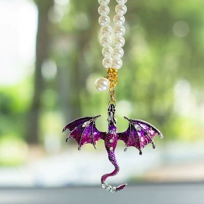 Car hanging Colorful Flying Dragon Fun Car - pendant-pearl-chain-flying-dragon-purple