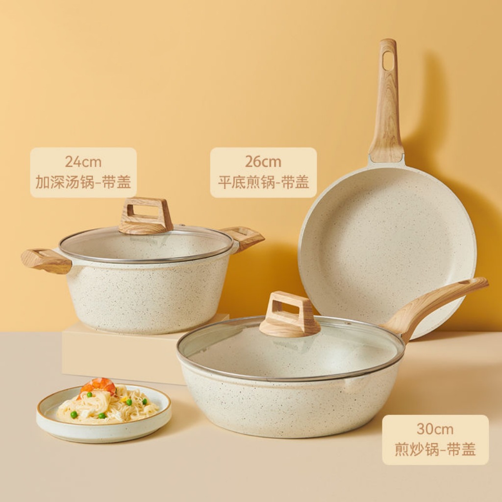 24cm 뚜껑 달린 수프 냄비 + 26cm 뚜껑 달린 프라이팬 + 30cm 뚜껑 달린 웍