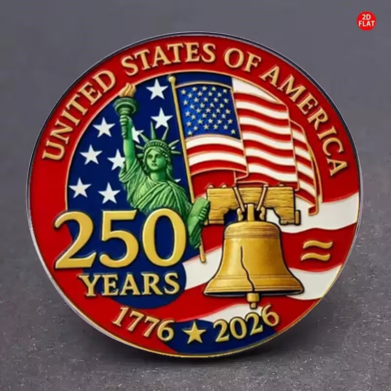 250th Anniversary Commemorative Brooch United States Designed With The Statue Of Liberty, Stars Stripes, And Gold Bells_voghion.com