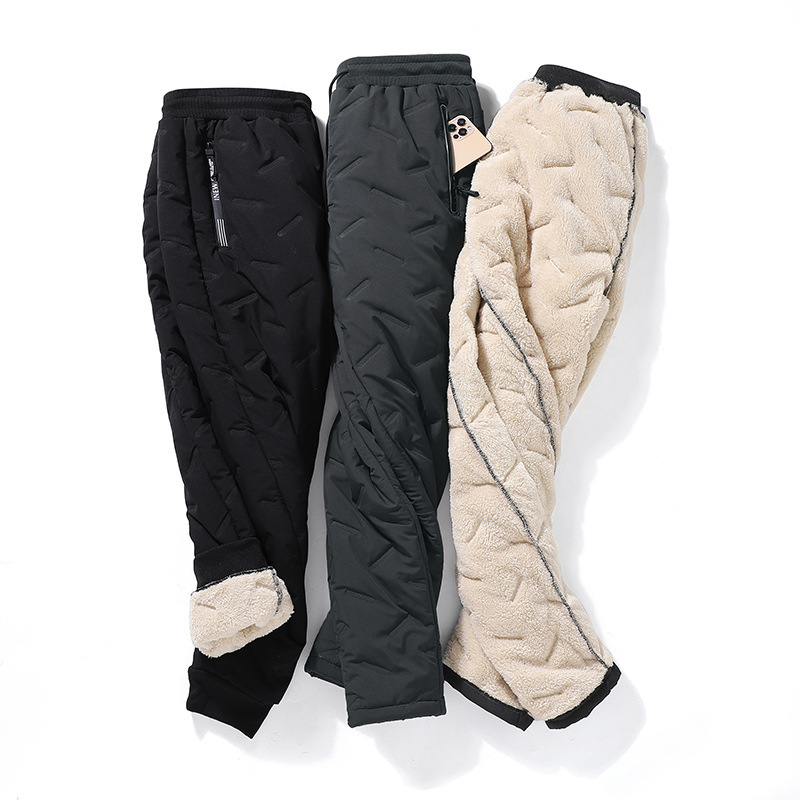 Fleece-lined Pants Men's Winter Thickened Men's Warm Cotton Pants Youth Casual Sports Pants Men's Pants Lamb Fleece Sweatpants