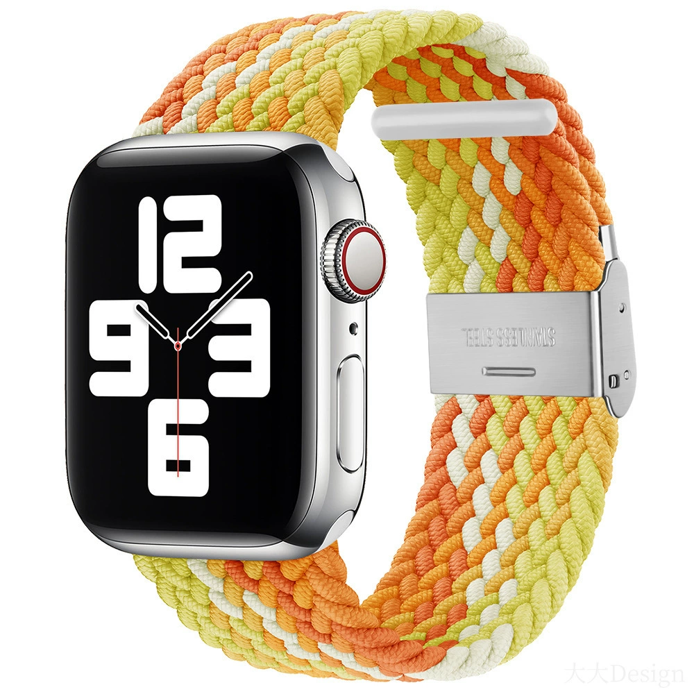 Совместимо с Apple Watch 5-6-7-8-9-10 поколения Snap-on нейлоновый плетёный ремешок iWatch S10 регулируемый браслет