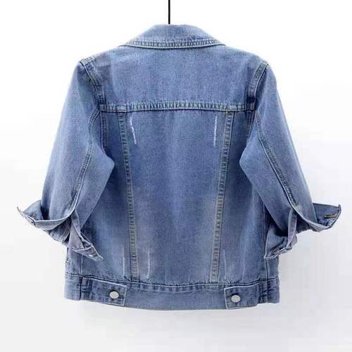7/8 Sleeve Denim Jacket Women's Short Style High Quality Spring and Autumn Slimming Loose Cardigan Multi-purpose Student Top