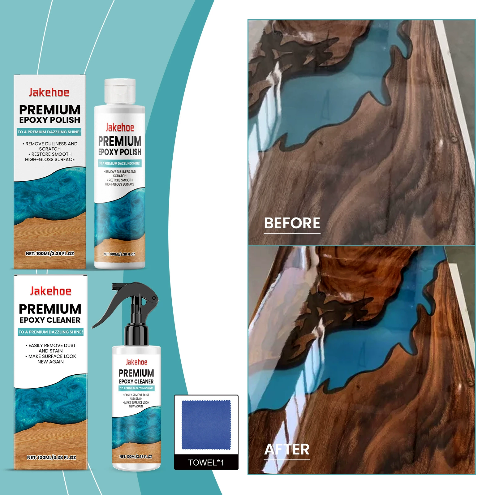 Серия полировочных средств JAKEHOE на основе эпоксидной смолы для удаления загрязнений, очистки, ремонта, полировки царапин и ухода за поверхностью